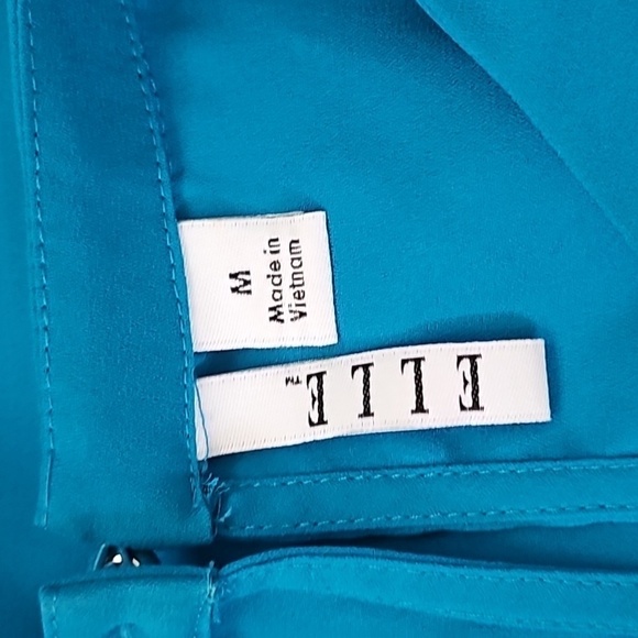 Elle Turquoise Sleeveless Blouse with Ruffles and Pleated Front - Picture 14 of 15